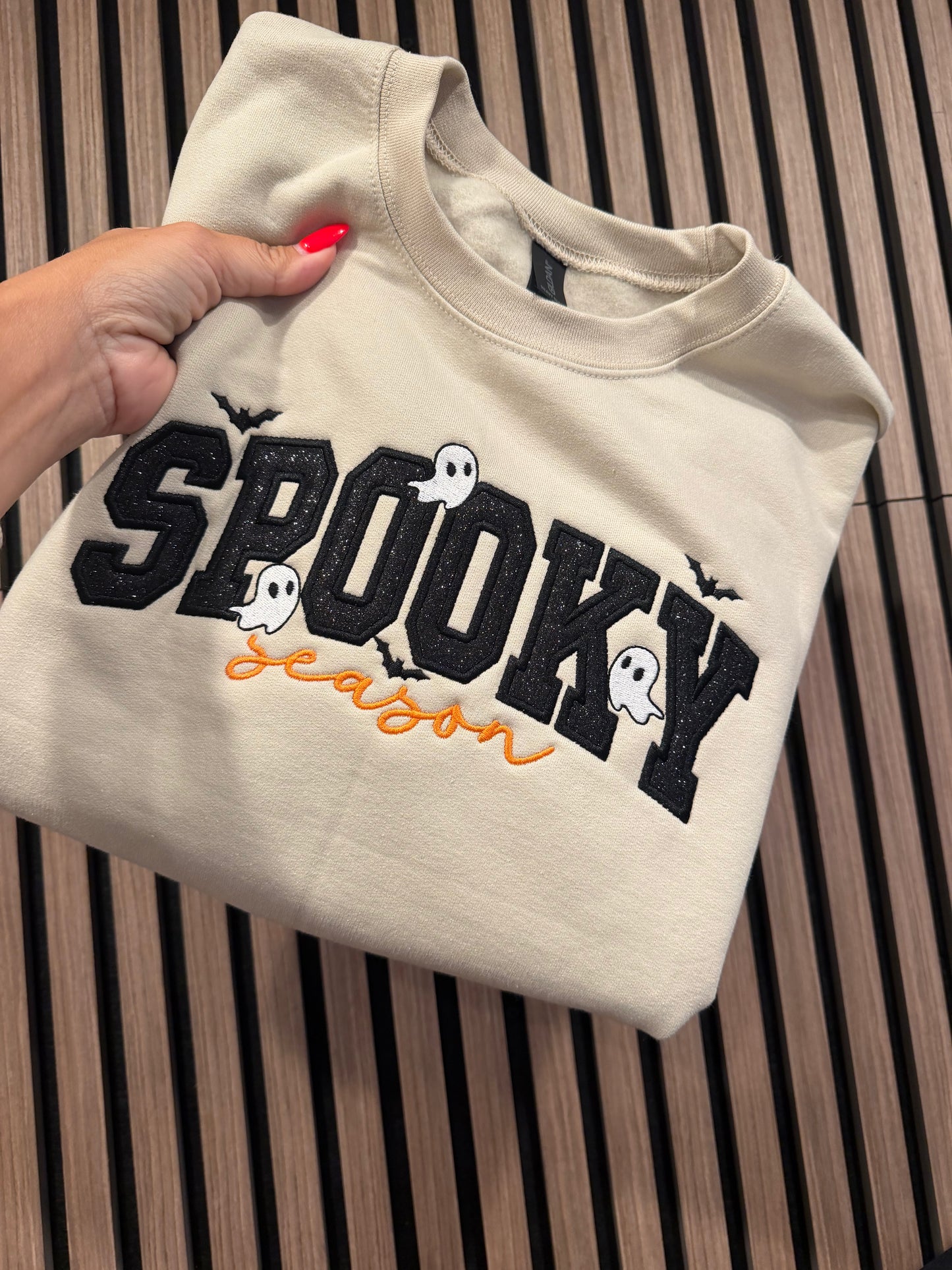 Custom Horse Spooky Season Embroidered Crewneck