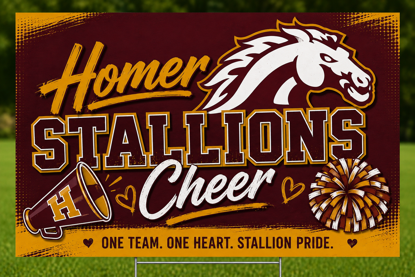 Stallions Cheer Yard Sign