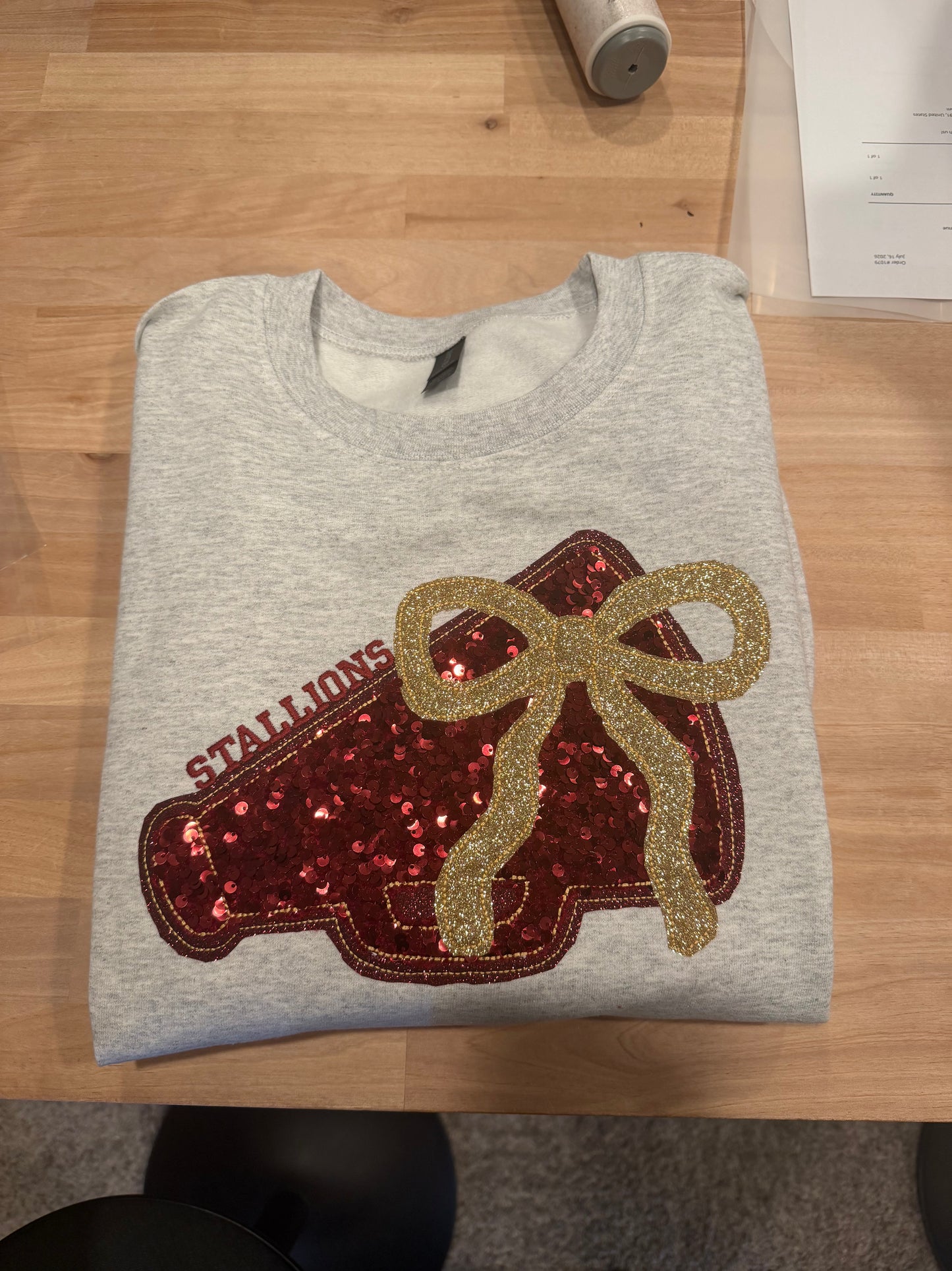 Stallions Embroidered Sweatshirt with Sequin Megaphone