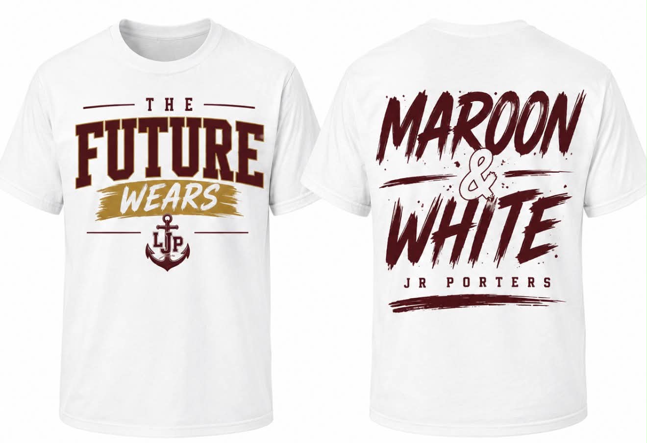 The Future Wears Maroon and White JR Porters Gildan T-Shirt