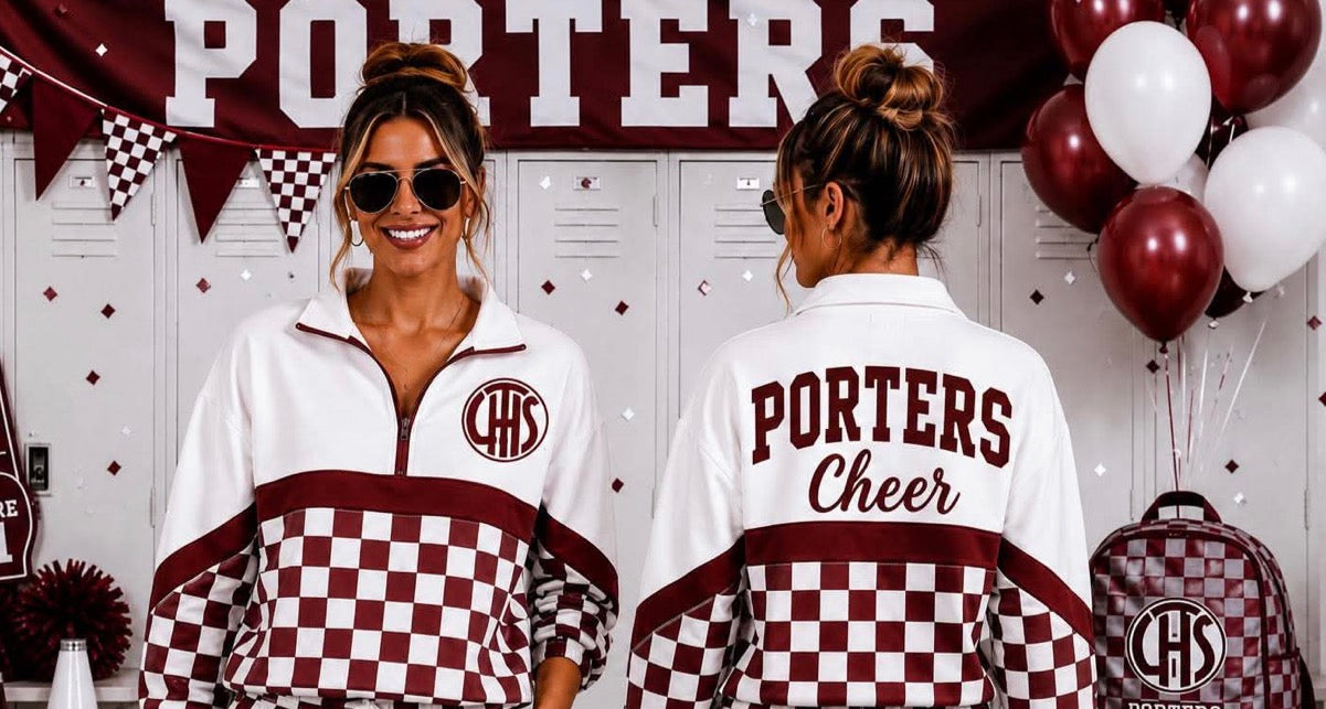 Pre-Order: Porters Cheer Custom 1/4 Zip Light Weight Performance Windbreaker