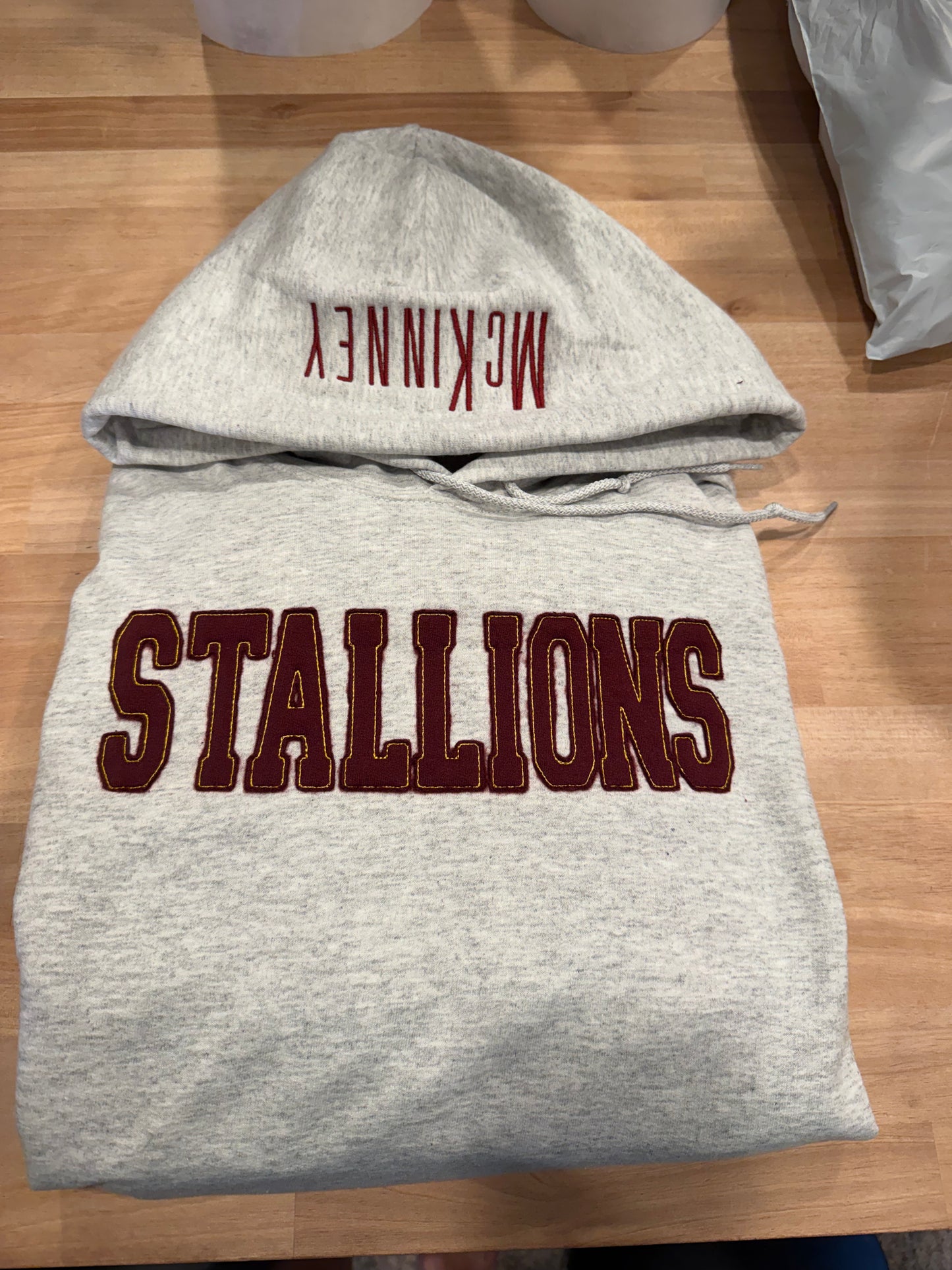 Stallions Embroidered Ash Gildan Hoodie with Name & #