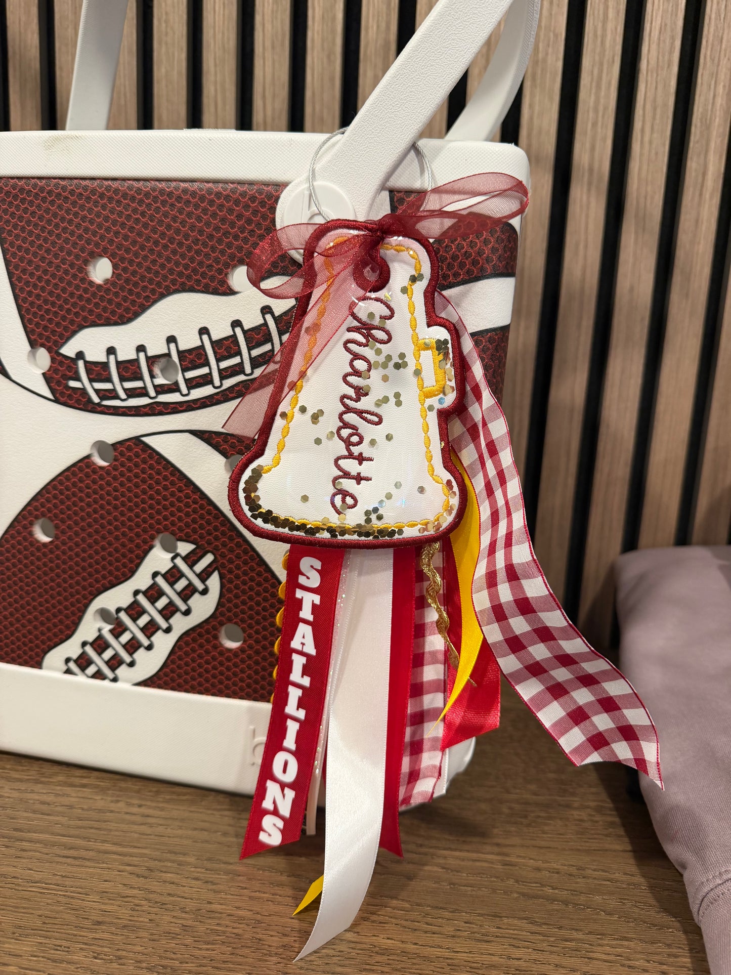 Custom Stallions Cheer Bag Tags