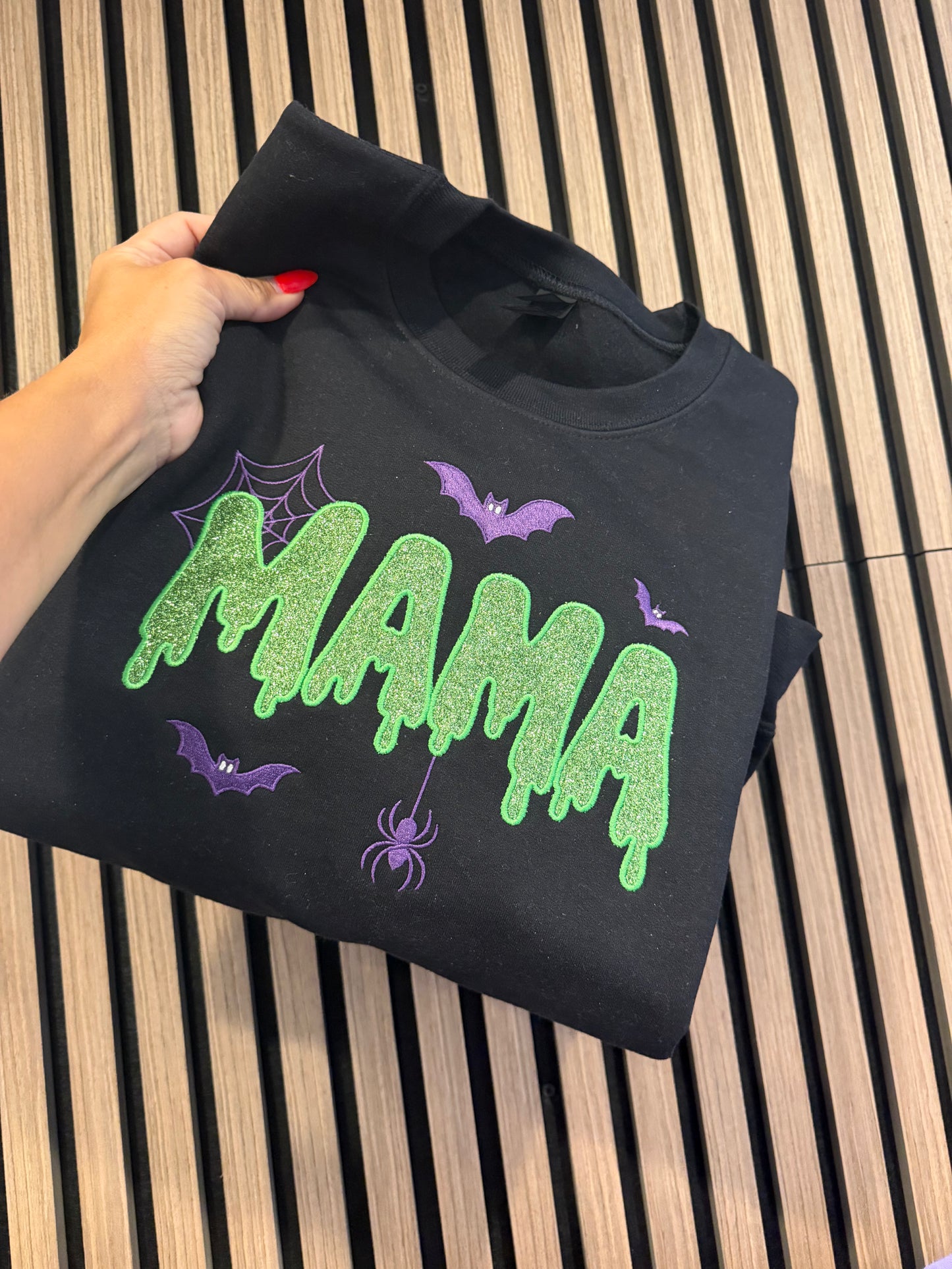 Mama Halloween Embroidered Crewneck
