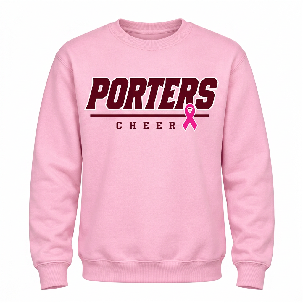 Porters Cheer Pink Out Gildan Crewneck