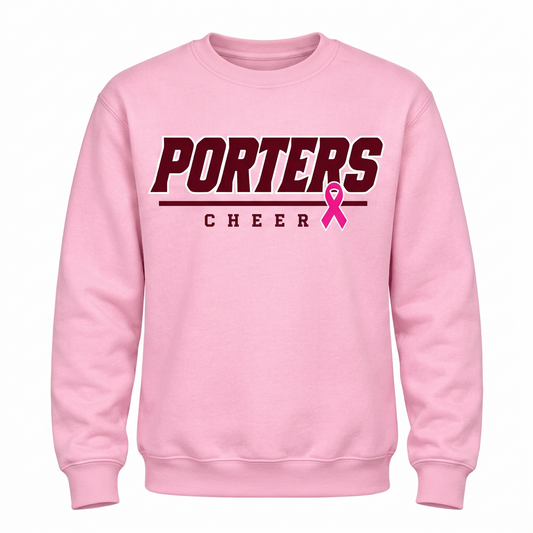 Porters Cheer Pink Out Gildan Crewneck