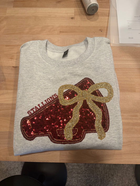 Stallions Embroidered Sweatshirt with Sequin Megaphone