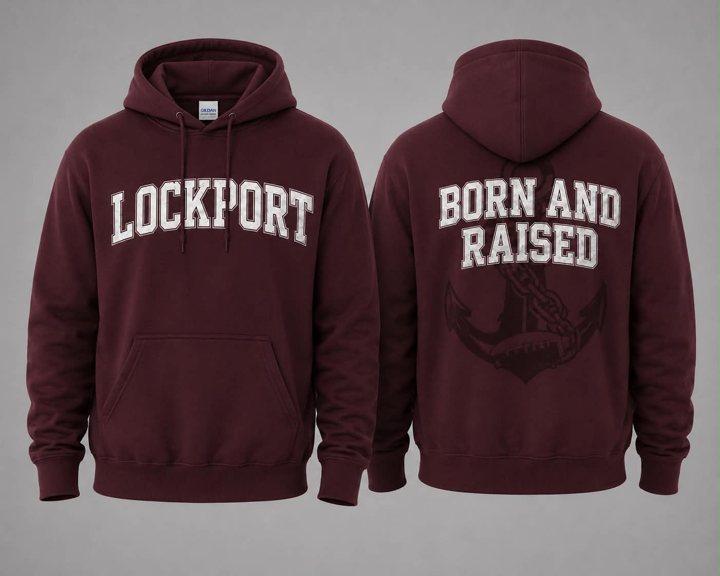 Lockport Born and Raised JR Porters Gildan Hoodie